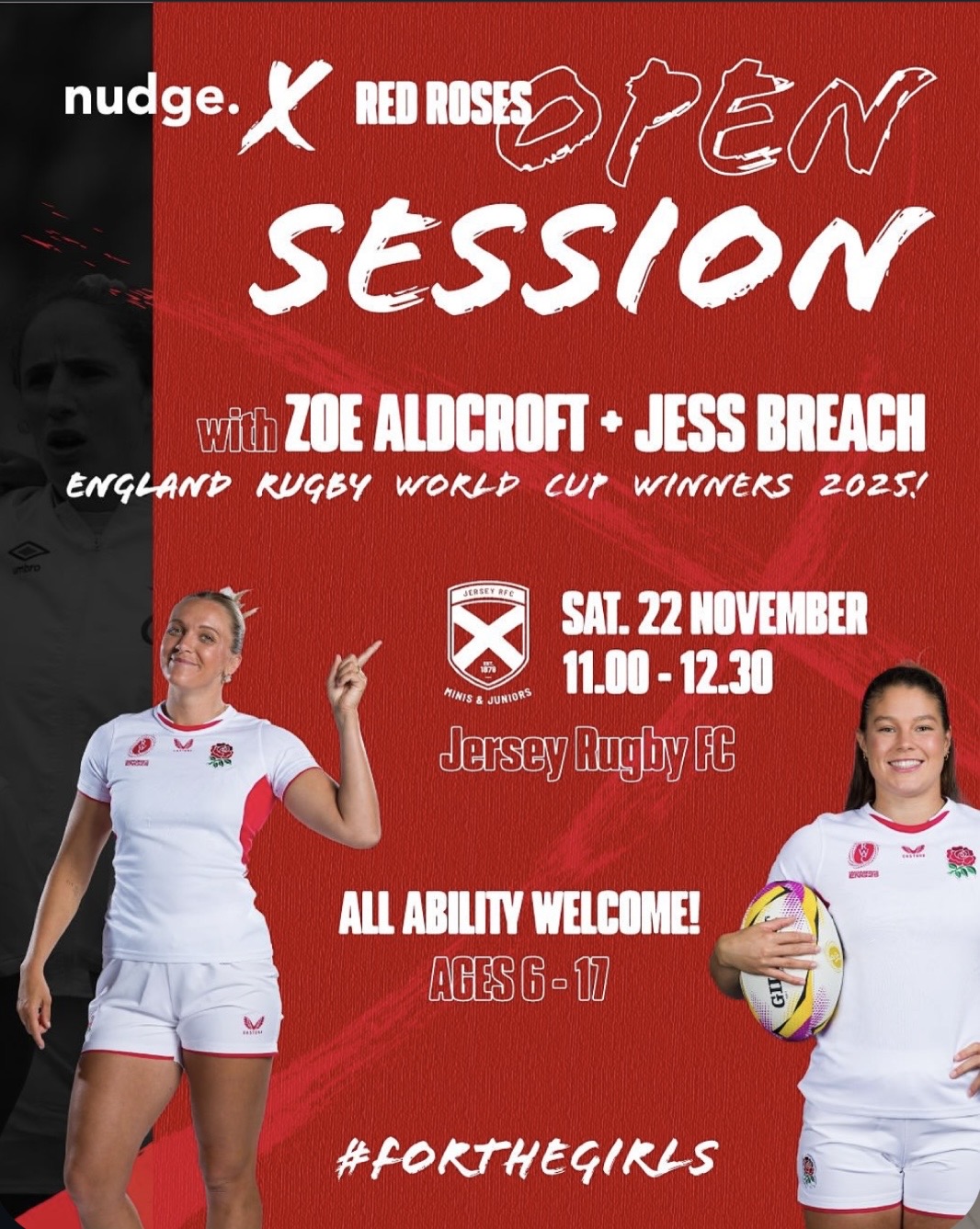 nudge. x Red Roses Open Session — Zoe Aldcroft + Jess Breach, Jersey Rugby FC.
